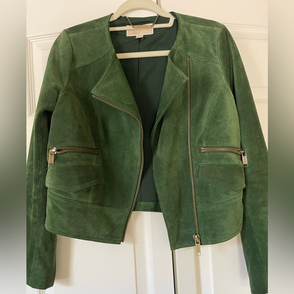 Michael Kors Green Leather Suede Jacket